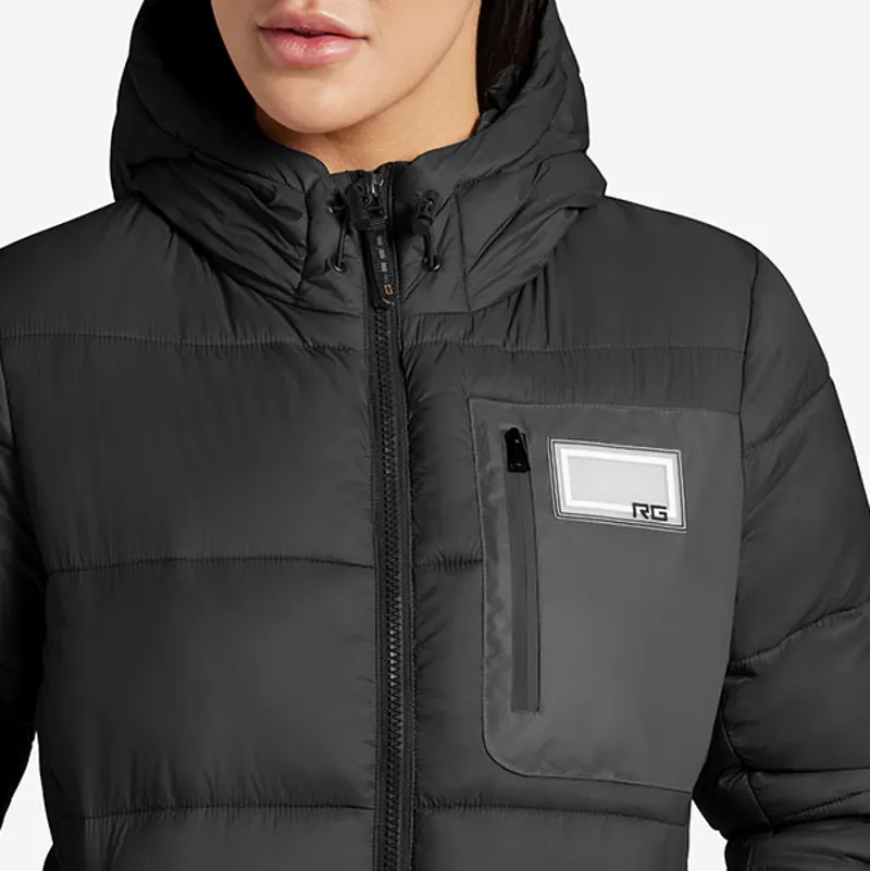 Riders Gene Nylon Quilted Hooded Ladies Puffer Jacket - Black-4