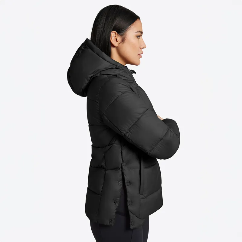 Riders Gene Nylon Quilted Hooded Ladies Puffer Jacket - Black-5