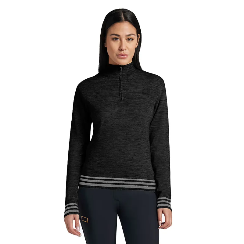 Riders Gene Wool Blend Half Zip Ladies Sweater - Black