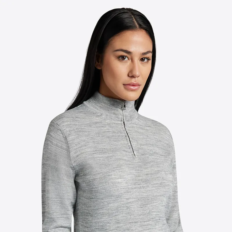 Riders Gene Wool Blend Half Zip Ladies Sweater - Light Grey-2