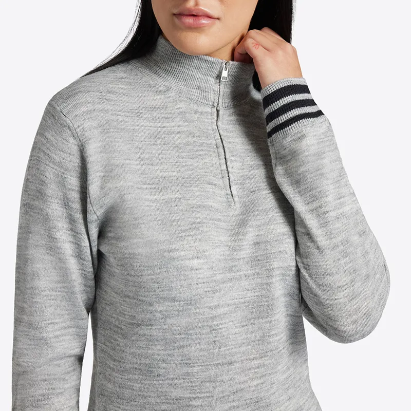 Riders Gene Wool Blend Half Zip Ladies Sweater - Light Grey-3