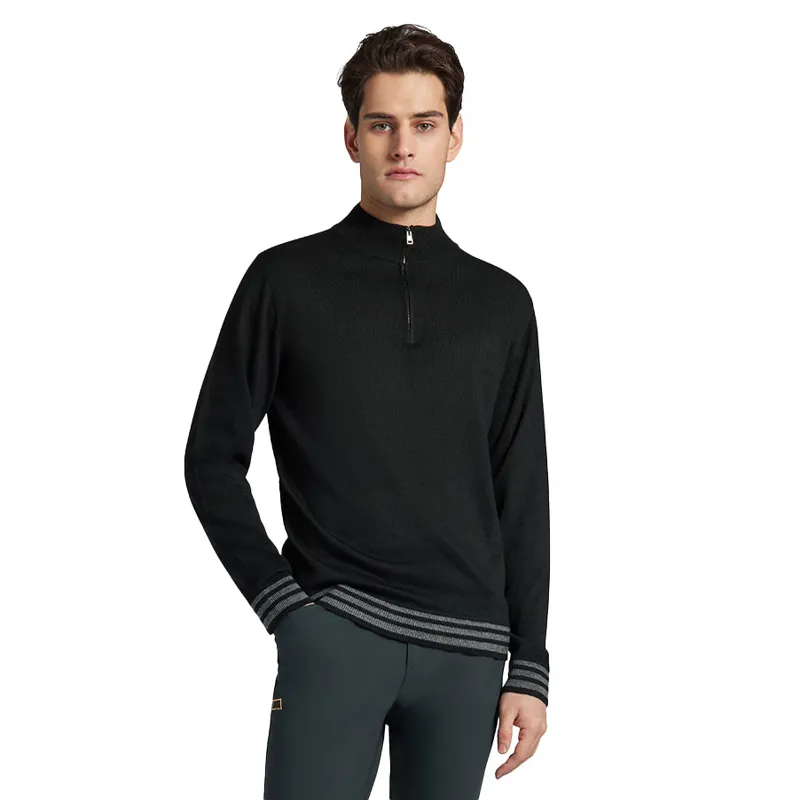 Riders Gene Wool Blend Half Zip Mens Sweater - Black