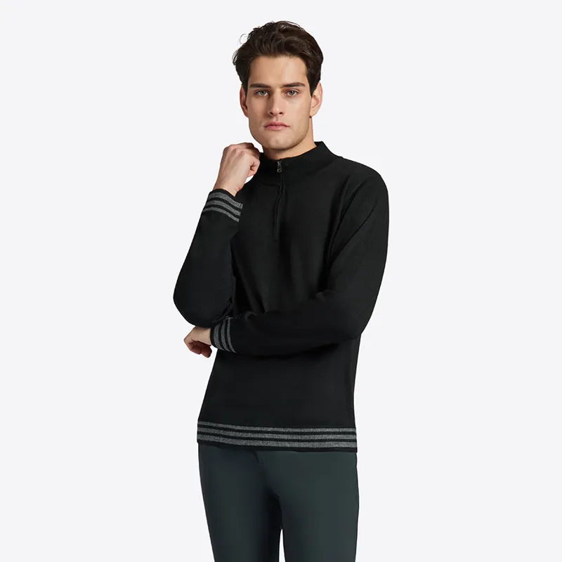 Riders Gene Wool Blend Half Zip Mens Sweater - Black-1