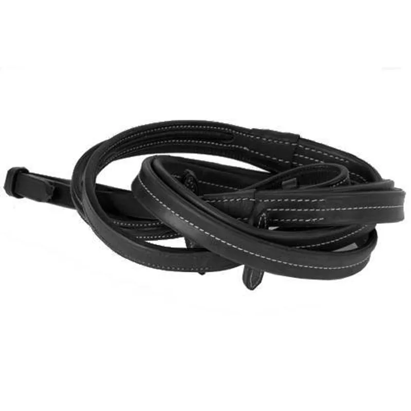 Rhinegold Elegance Range Smooth Finish Rubber Reins - Black - Full