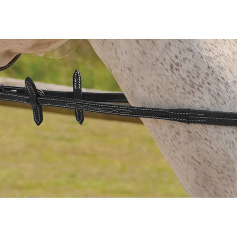 Rhinegold Elegance Range Smooth Finish Rubber Reins - Black - Full-1