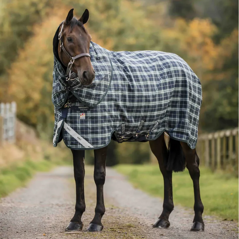 Rhino Plus Vari-Layer 250g Turnout Rug - Hunter Check/Green/Navy-1