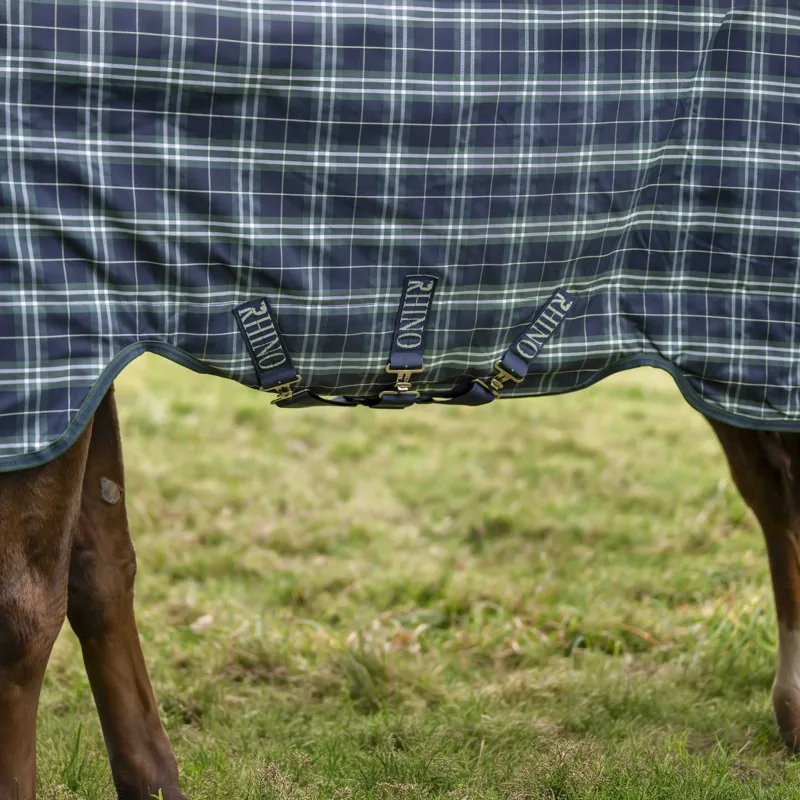 Rhino Plus Vari-Layer 250g Turnout Rug - Hunter Check/Green/Navy-2