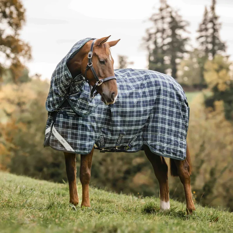 Rhino Plus Vari-Layer 450g Turnout Rug - Hunter Check/Green/Navy-3