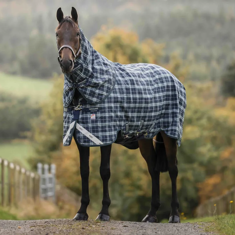 Rhino Plus Vari-Layer 450g Turnout Rug - Hunter Check/Green/Navy-1