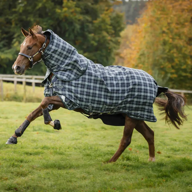 Rhino Plus Vari-Layer 450g Turnout Rug - Hunter Check/Green/Navy-2