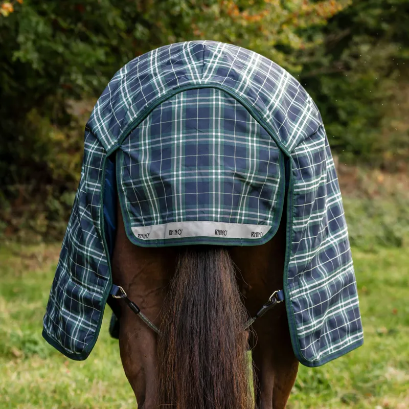 Rhino Plus Vari-Layer 450g Turnout Rug - Hunter Check/Green/Navy-6