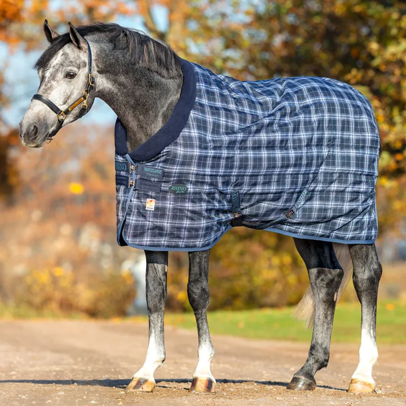 Rhino Original Vari-Layer 250g Stable Rug - Navy Check/Indigo - 7ft3