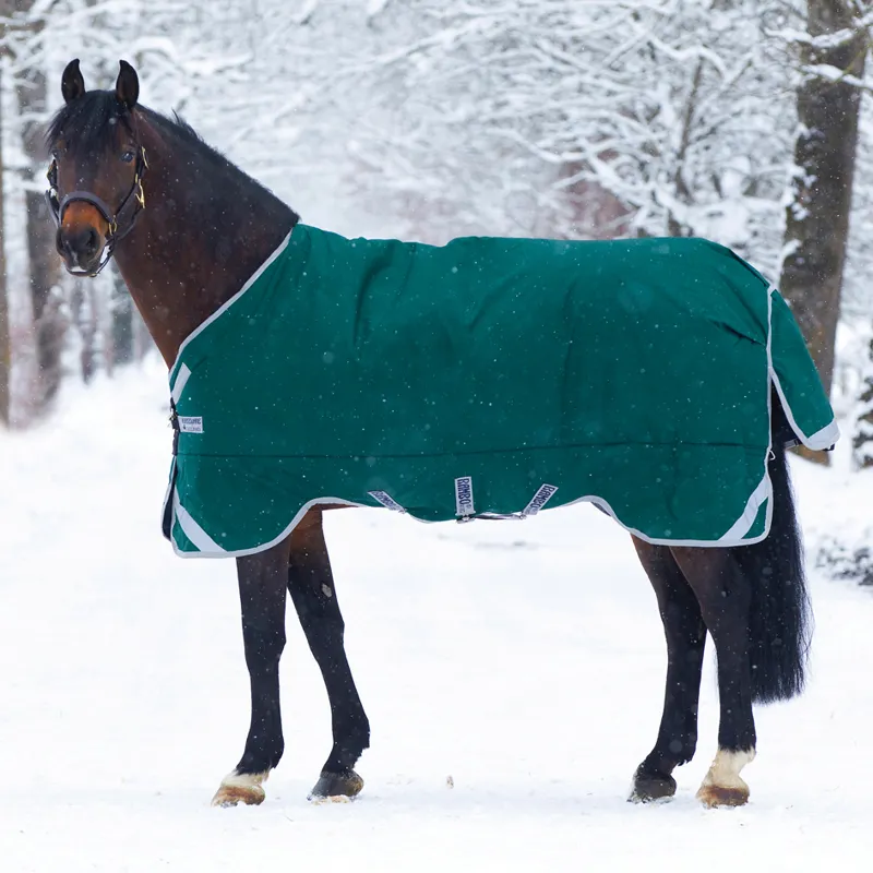 Rambo Original 400g Turnout Rug with Leg Arches - Green/Silver