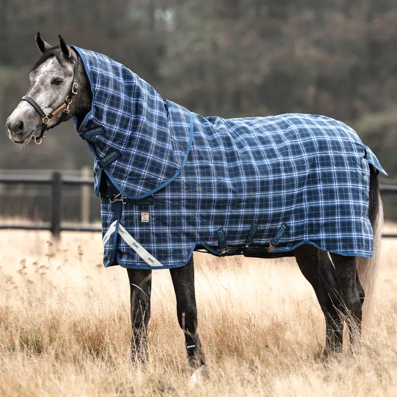 Rhino Plus Lite 0g Turnout Rug - Navy Check/Indigo
