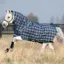 Rhino Pony Plus Vari-Layer 250g Turnout Rug - Navy Check/Teal