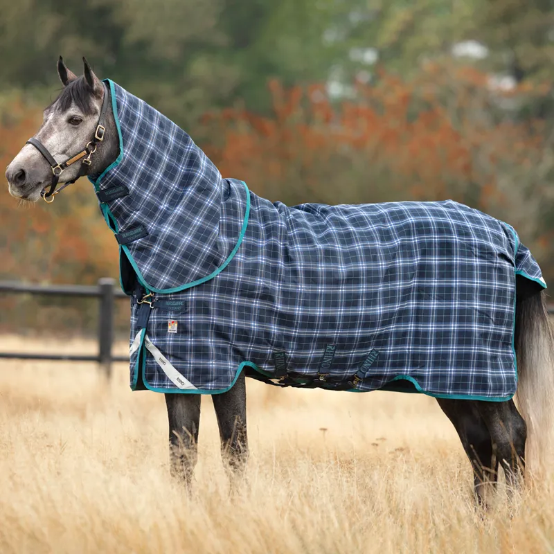 Rhino Plus Vari-Layer 250g Turnout Rug - Navy Check/Teal