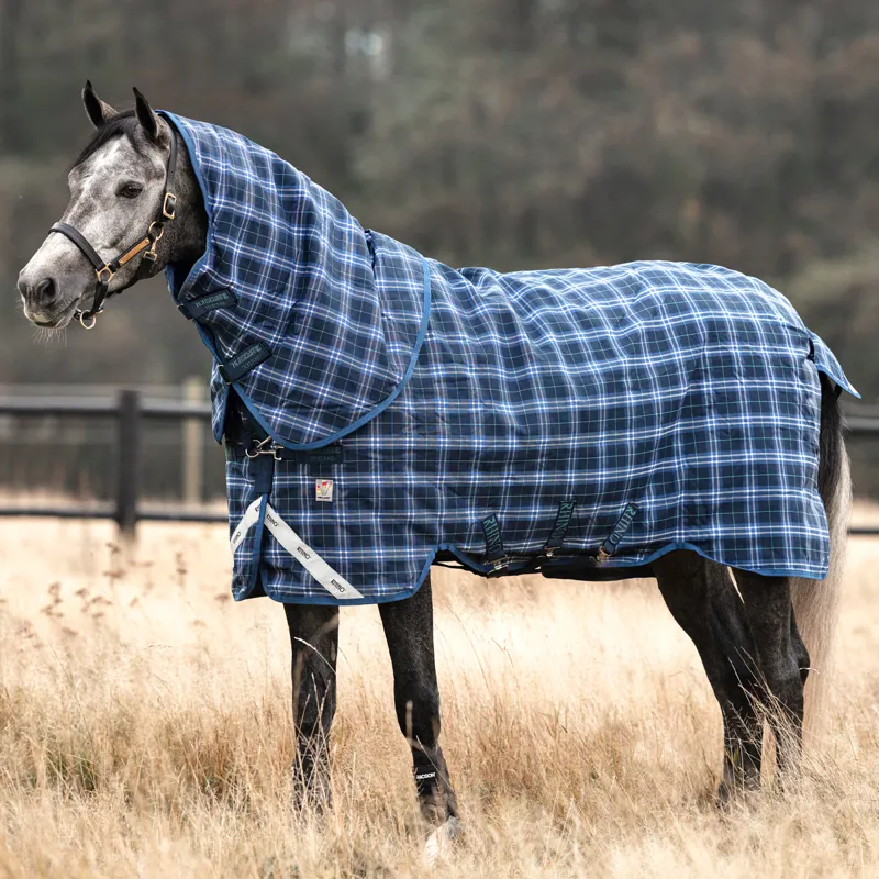 Rhino Plus Vari-Layer 450g Turnout Rug - Navy Check/Indigo