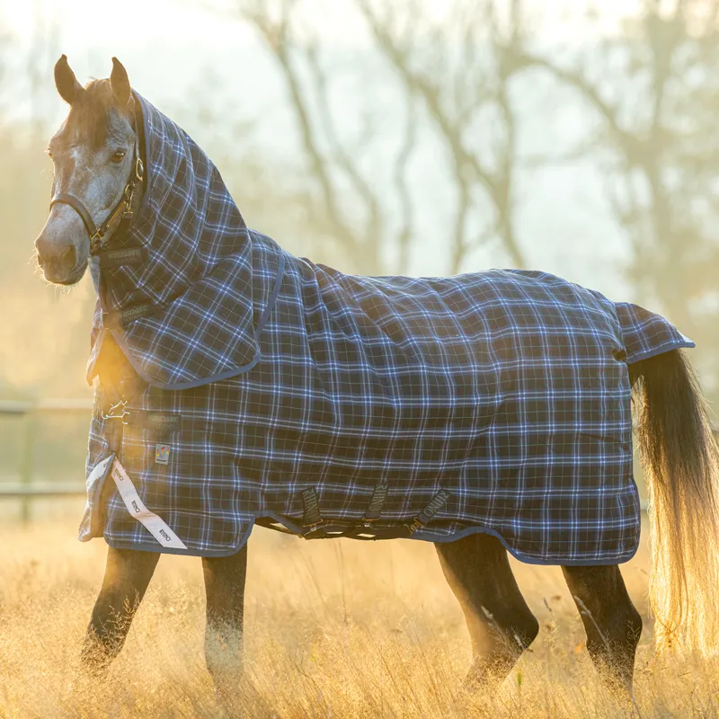 Rhino Plus Vari-Layer 450g Turnout Rug - Navy Check/Indigo-2