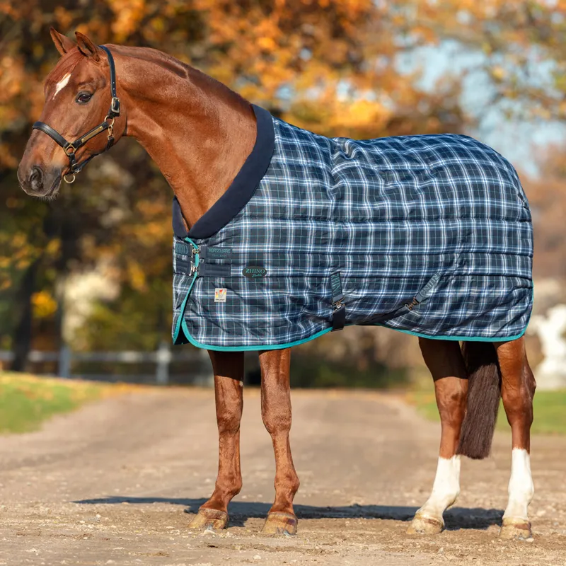 Rhino Original Vari-Layer 450g Stable Rug - Navy Check/Teal