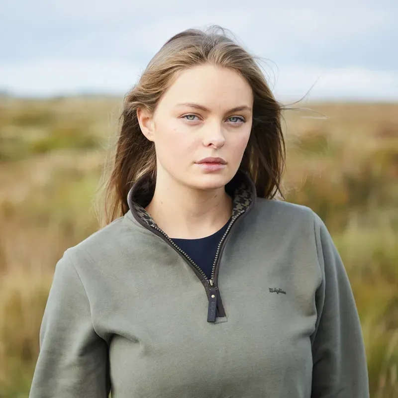 Ridgeline Brancaster Womens 1/4 Zip Top - Smokey Olive-1