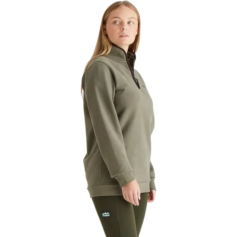 Ridgeline Brancaster Womens 1/4 Zip Top - Smokey Olive-6