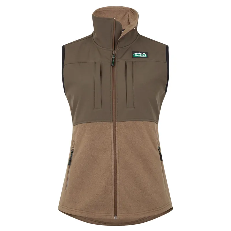 Ridgeline Hybrid Fleece Ladies Vest - Bark/Light Bark