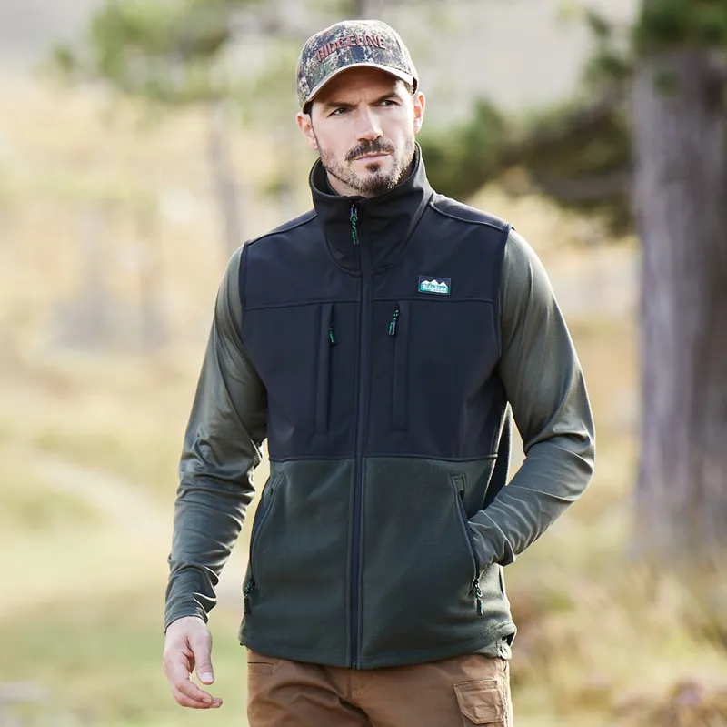Ridgeline Hybrid Fleece Mens Gilet - Olive-3