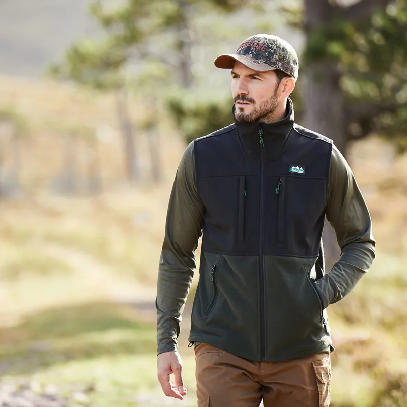 Ridgeline Hybrid Fleece Mens Gilet - Olive-5