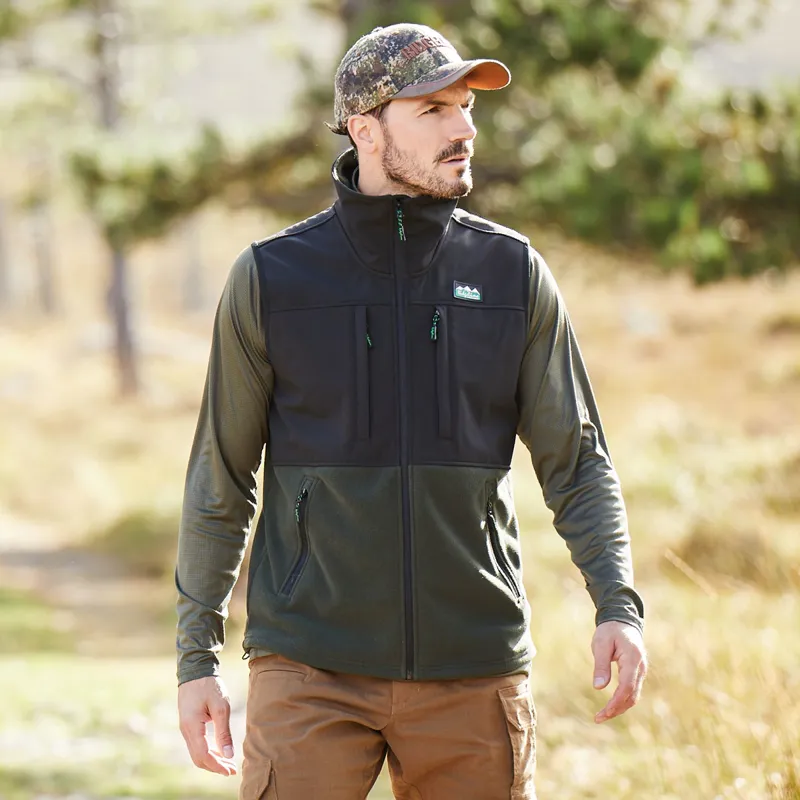 Ridgeline Hybrid Fleece Mens Gilet - Olive-6