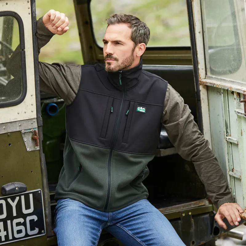 Ridgeline Hybrid Fleece Mens Gilet - Olive-2