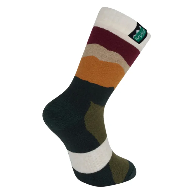 Ridgeline Unisex Merino Wool Mid Length Socks - Berry Stripe-2
