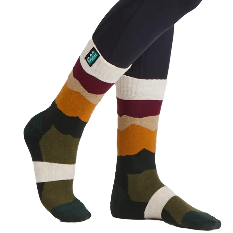 Ridgeline Unisex Merino Wool Mid Length Socks - Berry Stripe-4
