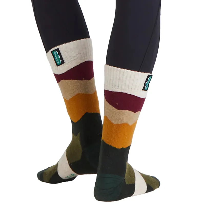 Ridgeline Unisex Merino Wool Mid Length Socks - Berry Stripe-5