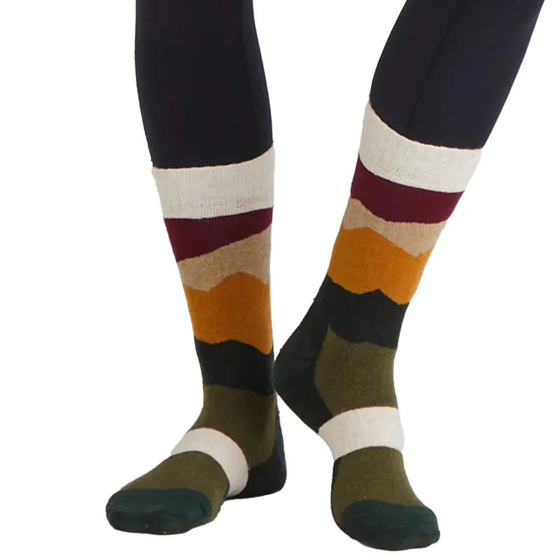Ridgeline Unisex Merino Wool Mid Length Socks - Berry Stripe-3