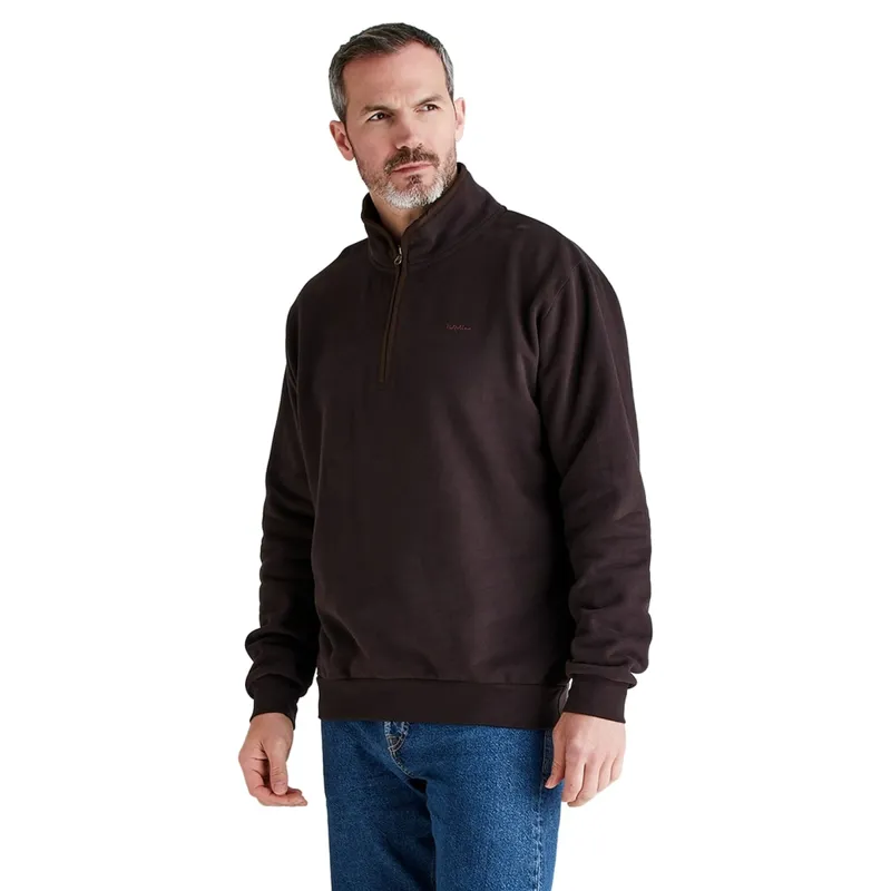 Ridgeline Brancaster 1/4 Zip Mens Smock - Deep Bark-3