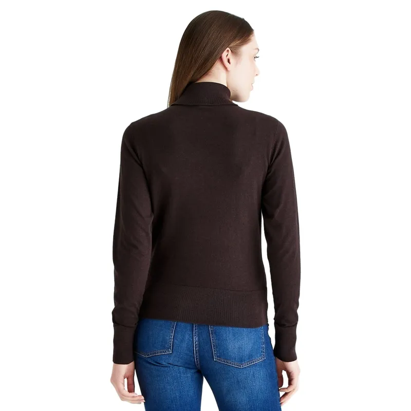 Ridgeline Melford Womens Roll Neck Knit Jumper - Deep Bark-1