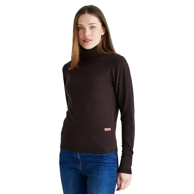 Ridgeline Melford Womens Roll Neck Knit Jumper - Deep Bark-2