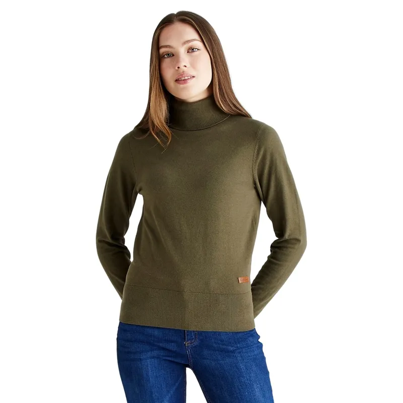 Ridgeline Melford Womens Roll Neck Knit Jumper - Khaki