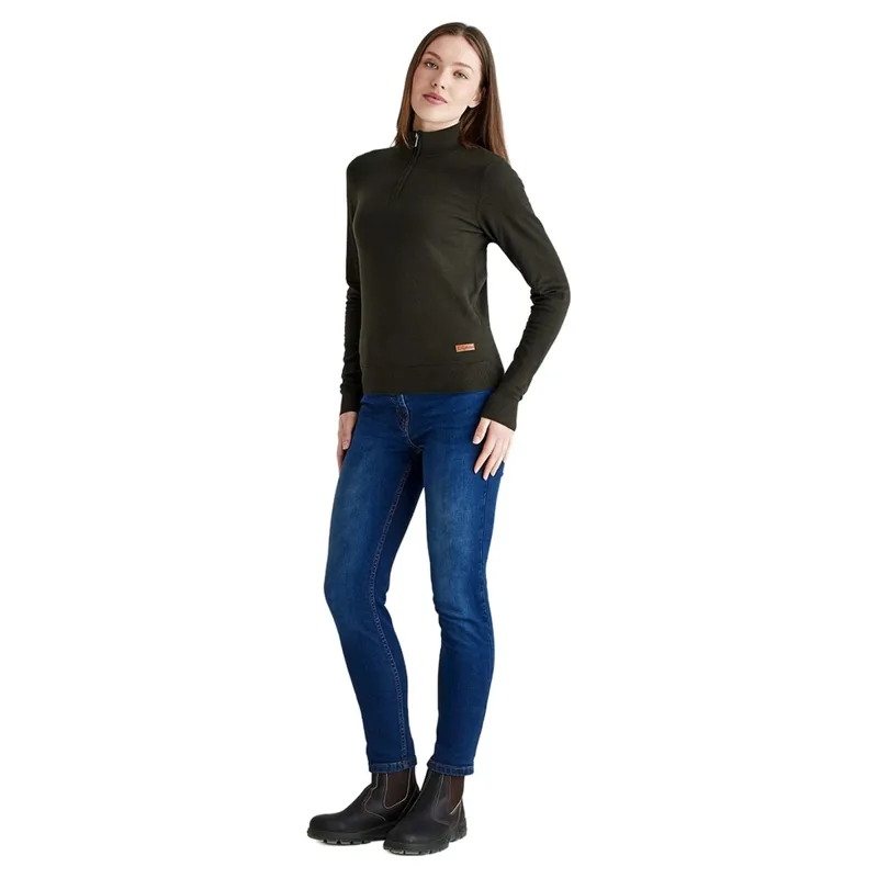Ridgeline Melford Womens Quarter Zip Knit Jumper - Khaki-5
