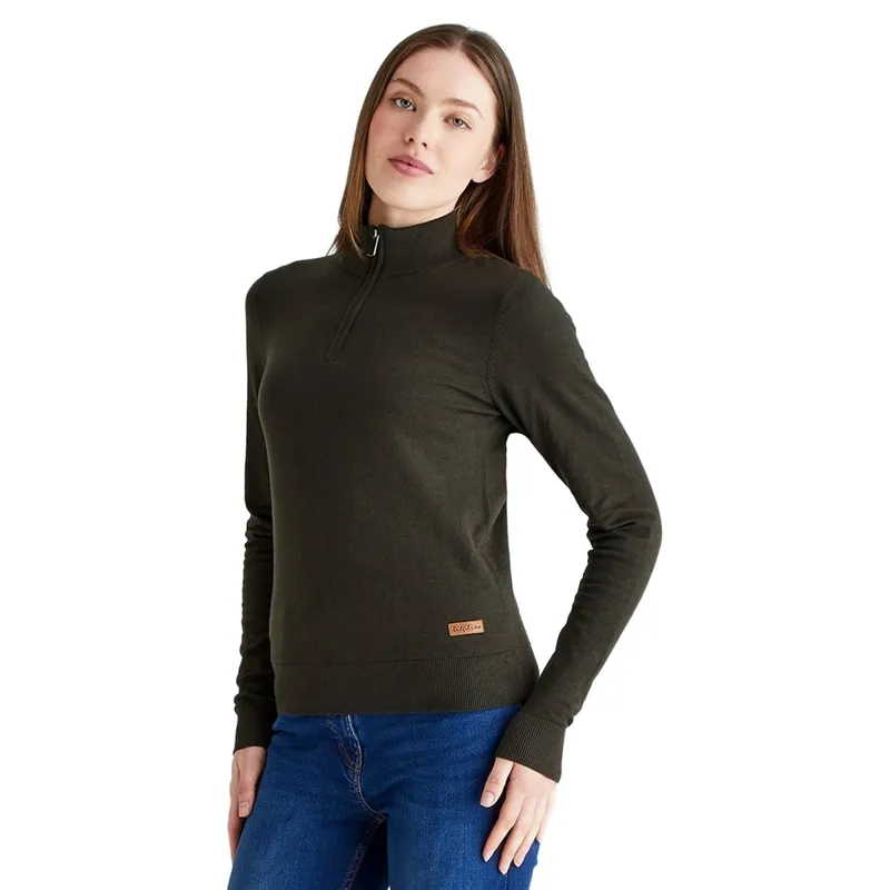 Ridgeline Melford Womens Quarter Zip Knit Jumper - Khaki-2