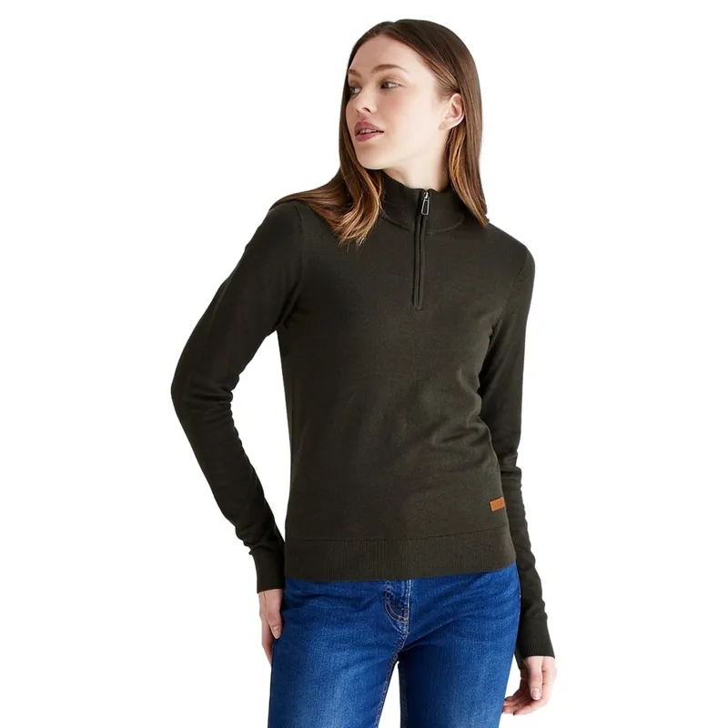 Ridgeline Melford Womens Quarter Zip Knit Jumper - Khaki