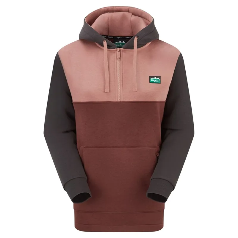 Ridgeline Tribe Womens Quarter Zip Hoodie - Oxblood/Tri Colour