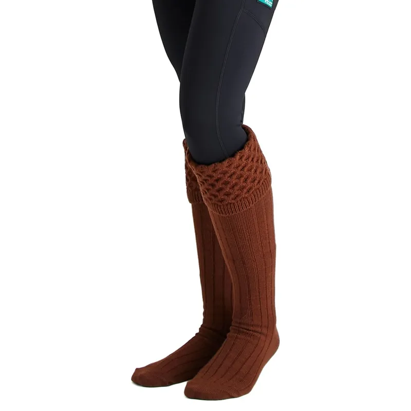 Ridgeline Womens Double Cuff Welly Socks - Nutmeg-3