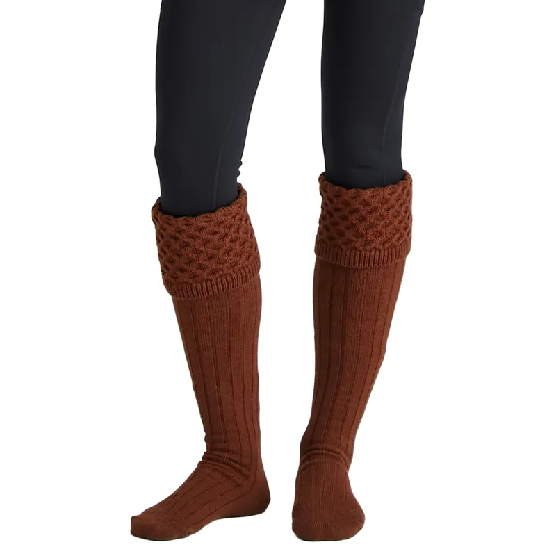 Ridgeline Womens Double Cuff Welly Socks - Nutmeg-1
