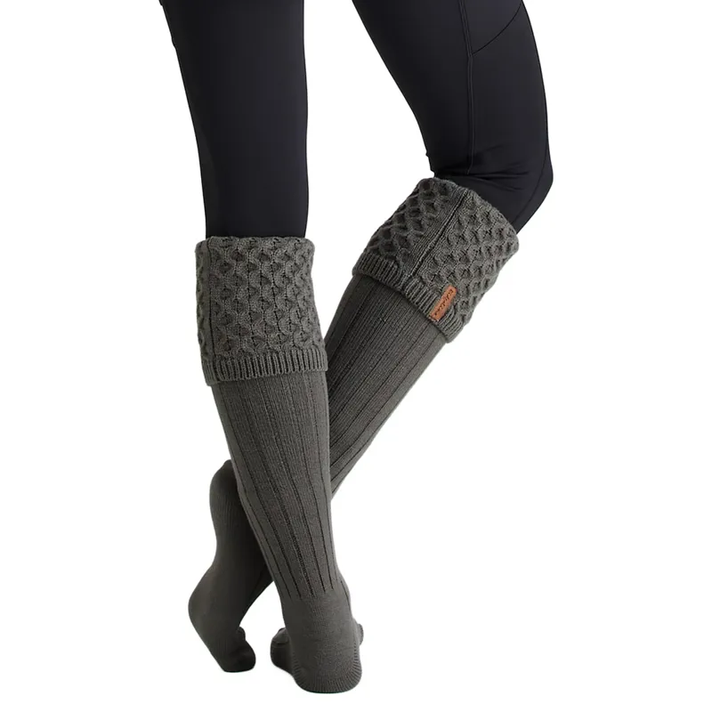 Ridgeline Womens Double Cuff Welly Socks - Moss-4