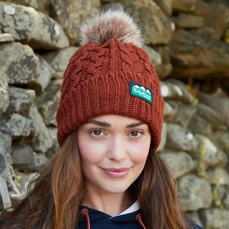 Ridgeline Nordic Fleck Unisex Bobble Hat - Russet-2