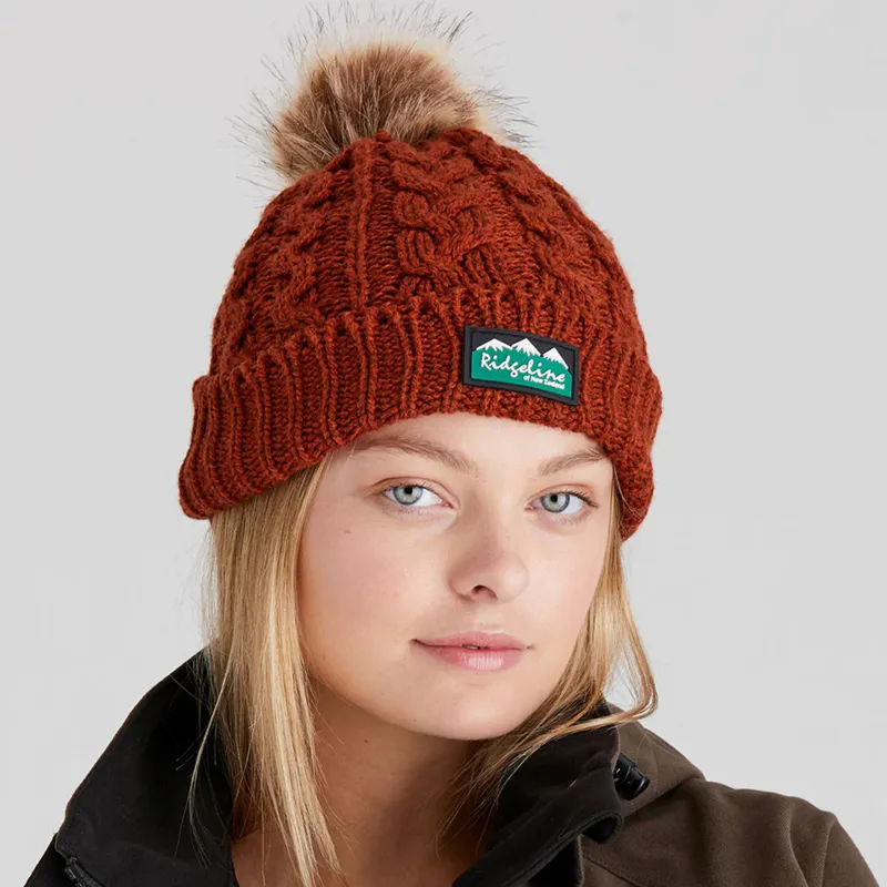 Ridgeline Nordic Fleck Unisex Bobble Hat - Russet-1