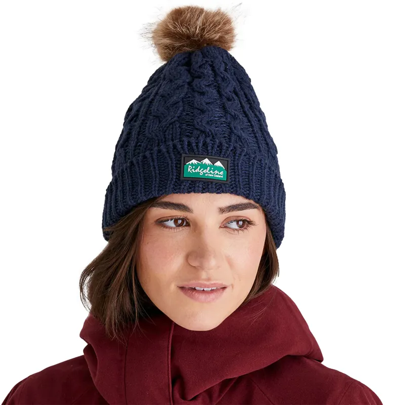 Ridgeline Nordic Fleck Unisex Bobble Hat - Navy-1