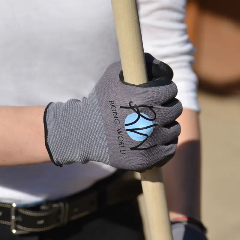 Riding World Groom Yard Gloves - Grey/Black-2