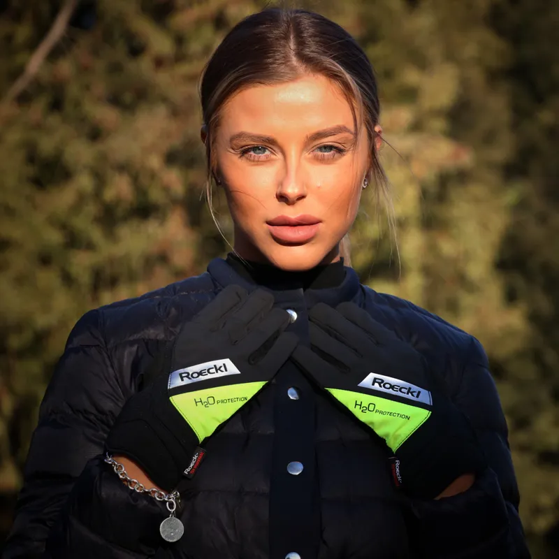 Roeckl Waregem Waterproof Riding Gloves - Black/Yellow-2